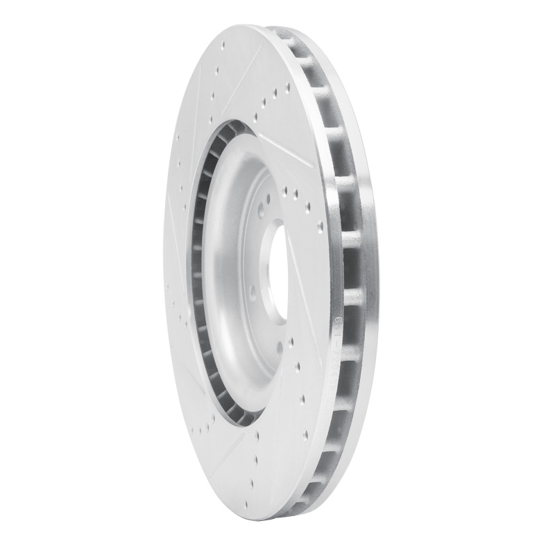 Mitsubishi Lancer Brake Rotor (1) - Front Right - R1 Concepts - Drilled & Slotted - Silver - `08-`15